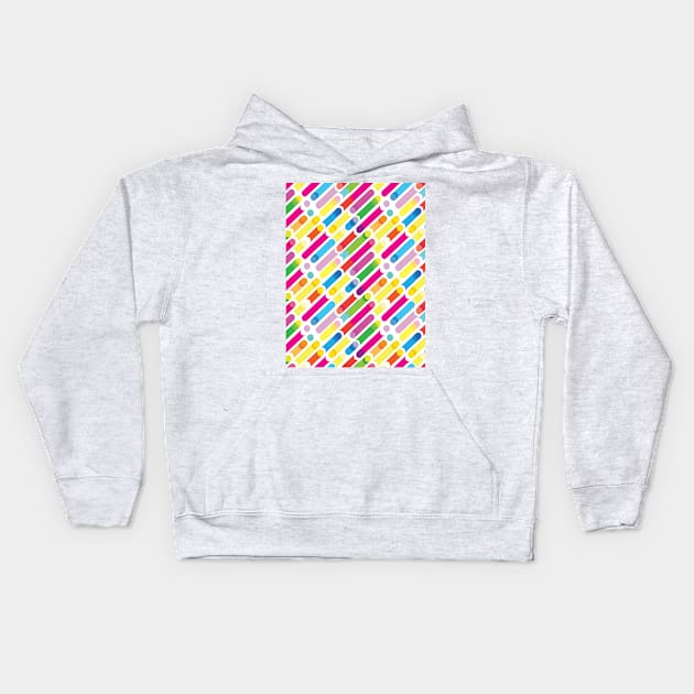 Abstract Colorful Diagonal Lines Dynamic Geometric Pattern Summer Colors Collection. Contemporary Art Kids Hoodie by sofiartmedia